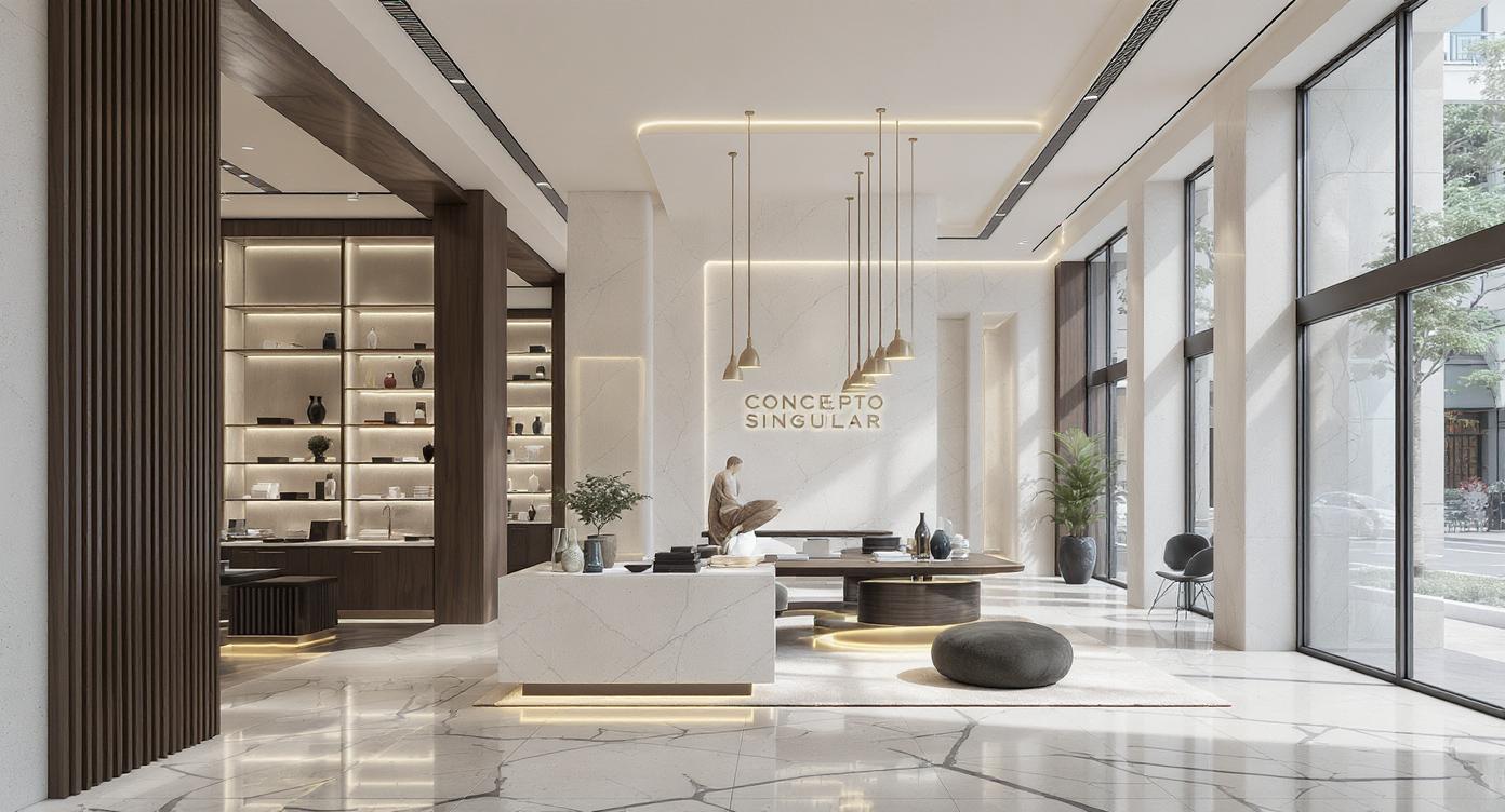 Fachada elegante y minimalista de la Boutique Concepto Singular