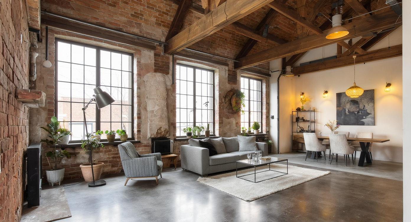 Patio interior del Loft Urbano Herencia Renovada con elementos originales